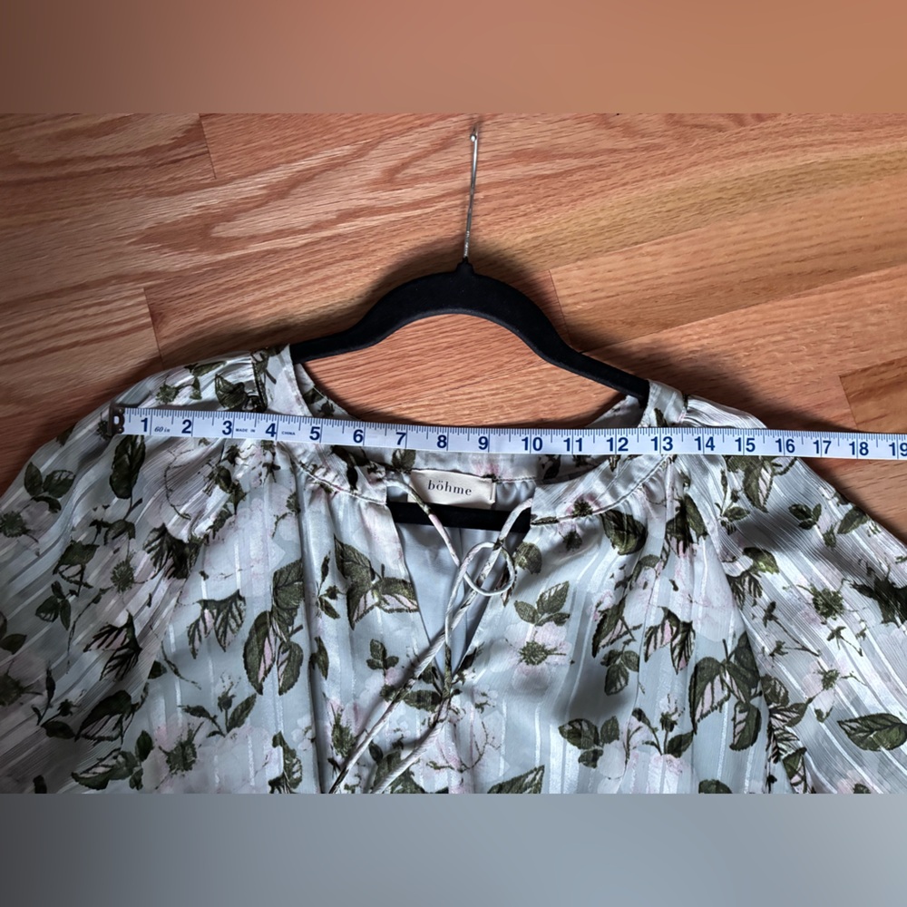 Bohme green and White Floral‎ Long Sleeve midi Dress - Picture 7 of 10
